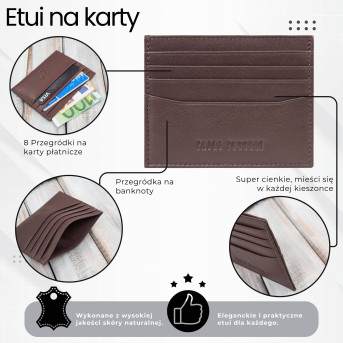 Etui na karty kredytowe praktyczne etui ze skóry naturalnej RFID koniakowe