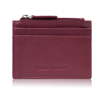 Etui na karty z kieszonką na suwak ochrona RFID eleganckie czerwone AY-17-RD