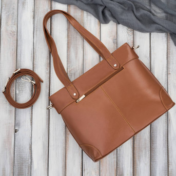 Torebka damska skórzana na ramię duża koniakowa Paolo Peruzzi