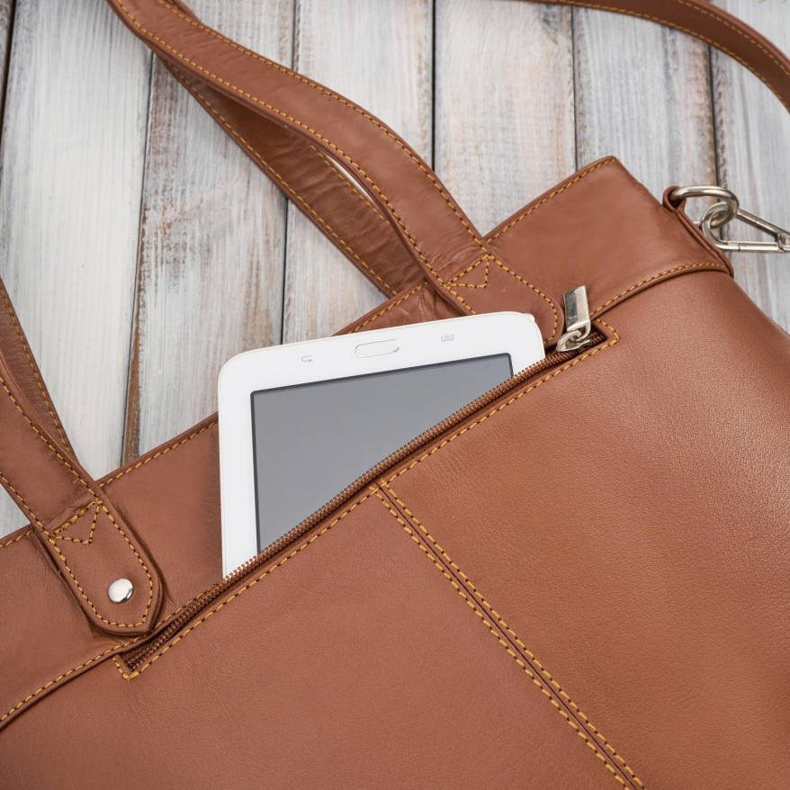 Torebka damska skórzana na ramię duża koniakowa Paolo Peruzzi