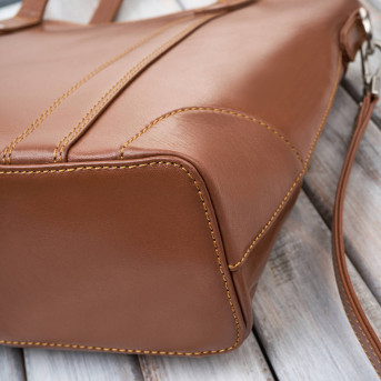 Torebka damska skórzana na ramię duża koniakowa Paolo Peruzzi