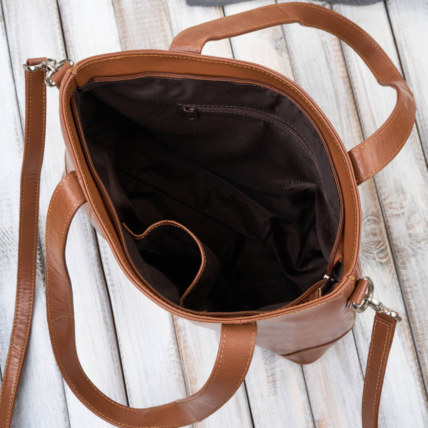 Torebka damska skórzana na ramię duża koniakowa Paolo Peruzzi