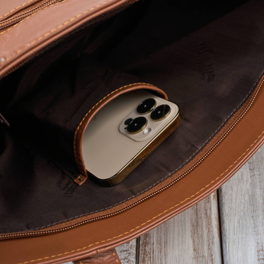 Torebka damska skórzana na ramię duża koniakowa Paolo Peruzzi