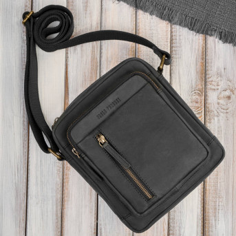 Listonoszka męska skórzana czarna vintage Paolo Peruzzi IM-01-HBL