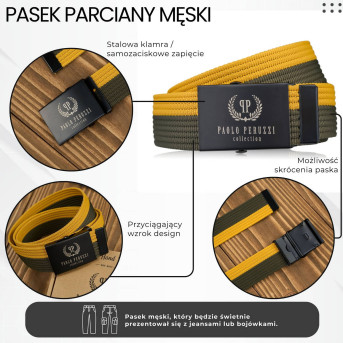 Pasek do spodni unisex 125 cm pasek parciany z klamrą dwukolorowy PW-31-125