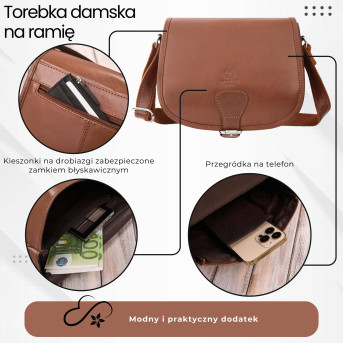 Torebka damska skórzana listonoszka ze skóry licowej czerwona T-39-KRD