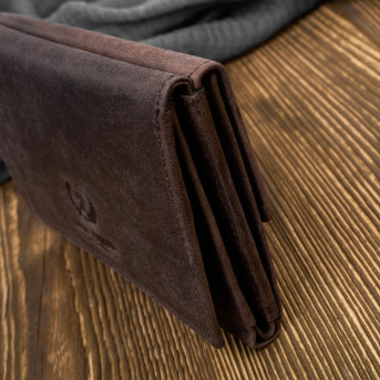 Portfel damski ze skóry naturalnej postarzanej z ochroną RFID Paolo Peruzzi T-33-HBR