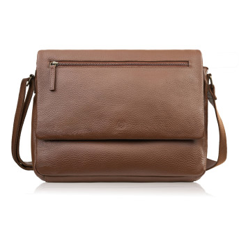 Męska skórzana torba na ramię na laptopa brązowa Paolo Peruzzi IM-03-BR