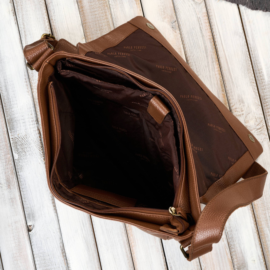 Torba męska na laptopa ze skóry naturalnej brązowa Paolo Peruzzi IM-03-BR