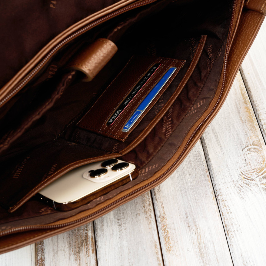 Torba męska na laptopa ze skóry naturalnej brązowa Paolo Peruzzi IM-03-BR