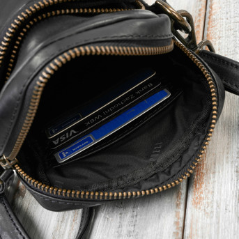 Saszetka męska skórzana na ramię czarna Paolo Peruzzi IM-02-BL | Mała i funkcjonalna