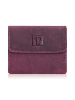 Portfel damski skórzany mały z ochroną RFID różowy