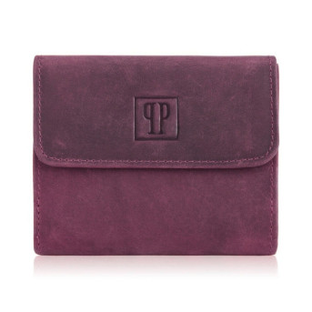 Portfel damski skórzany mały z ochroną RFID różowy