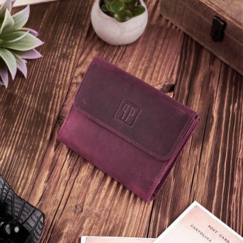 Portfel damski Paolo Peruzzi z postarzaną skórą w kolorze różowym