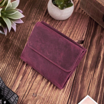 Portfel damski Paolo Peruzzi z postarzaną skórą w kolorze różowym