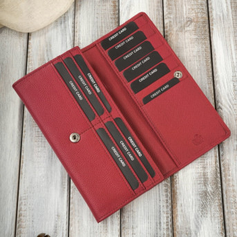 Portfel damski skórzany czerwony duży z RFID Paolo Peruzzi AL-01-RD – elegancki i funkcjonalny dodatek