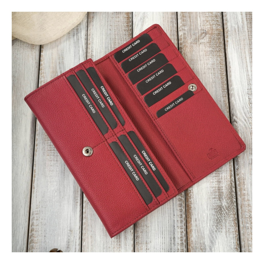 Portfel damski skórzany czerwony duży z RFID Paolo Peruzzi AL-01-RD – elegancki i funkcjonalny dodatek