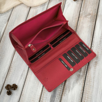 Portfel damski skórzany czerwony duży z RFID Paolo Peruzzi AL-01-RD – elegancki i funkcjonalny dodatek