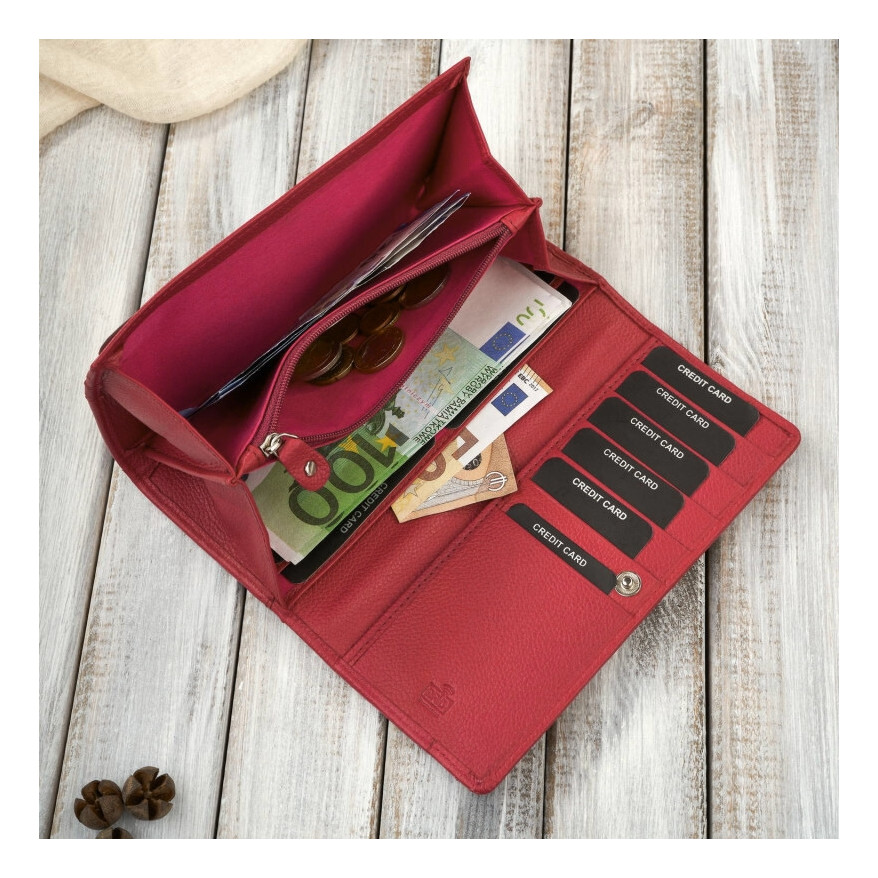 Portfel damski skórzany czerwony duży z RFID Paolo Peruzzi AL-01-RD – elegancki i funkcjonalny dodatek