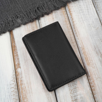 Etui na karty czarne skórzane eleganckie Paolo Peruzzi KV-05-BL