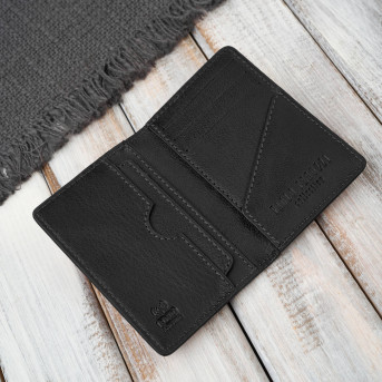 Etui na karty czarne skórzane eleganckie Paolo Peruzzi KV-05-BL