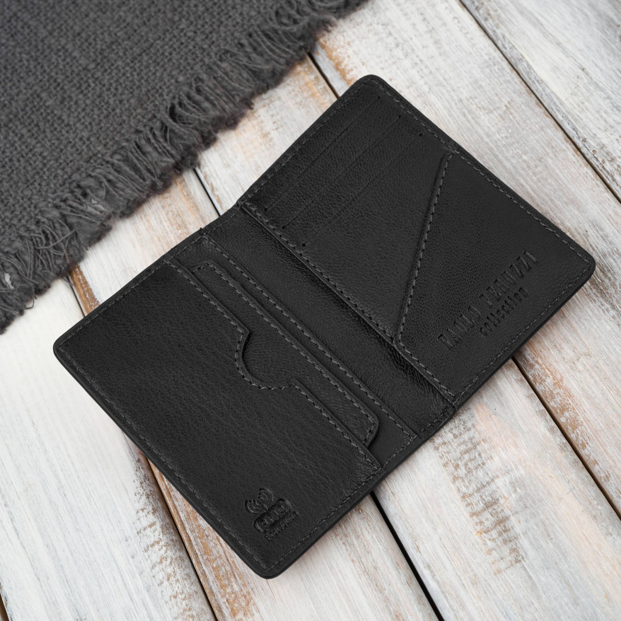 Etui na karty czarne skórzane eleganckie Paolo Peruzzi KV-05-BL