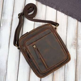 Listonoszka męska skórzana Paolo Peruzzi IM-01-HBR – Brązowa Vintage Saszetka na Ramię