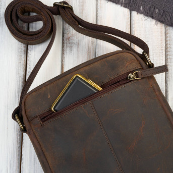 Listonoszka męska skórzana Paolo Peruzzi IM-01-HBR – Brązowa Vintage Saszetka na Ramię