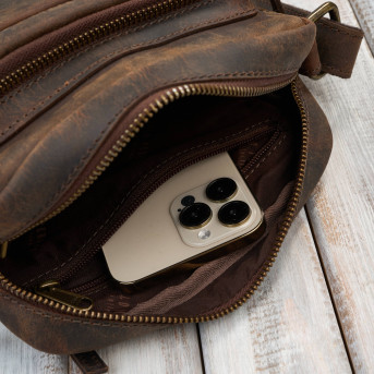 Listonoszka męska skórzana Paolo Peruzzi IM-01-HBR – Brązowa Vintage Saszetka na Ramię