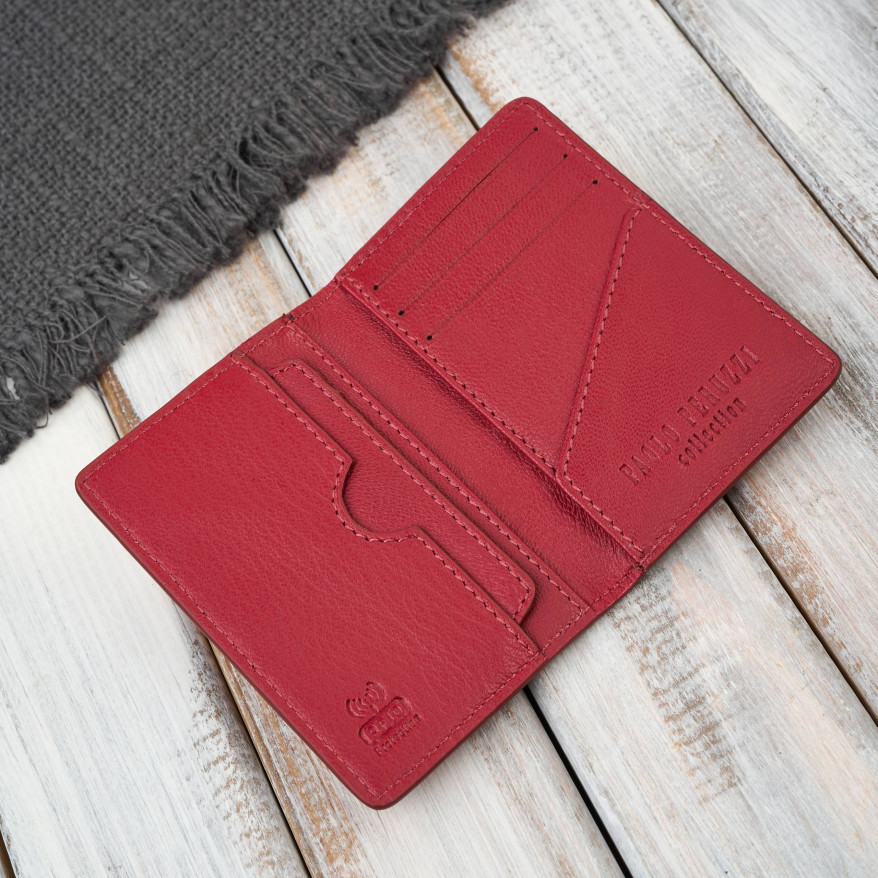 Etui na karty czerwone skórzane eleganckie RFID Paolo Peruzzi KV-05-RD