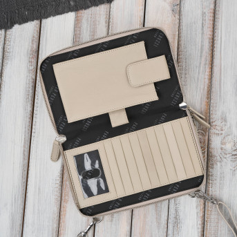 Damska mała torebka skórzana kopertówka beżowa Paolo Peruzzi KV-02-BG – na ramię i do ręki