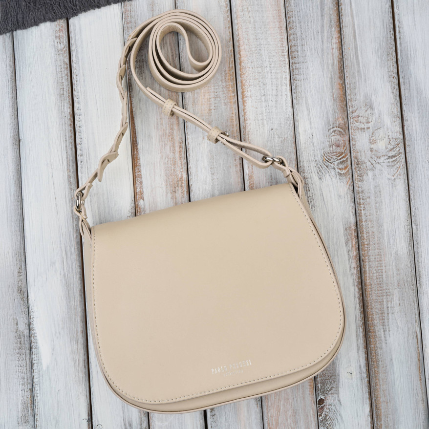 Torebka damska skórzana listonoszka ze skóry licowej modna beżowa Paolo Peruzzi KV-06-BG