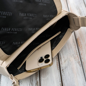 Torebka damska skórzana listonoszka ze skóry licowej modna beżowa Paolo Peruzzi KV-06-BG