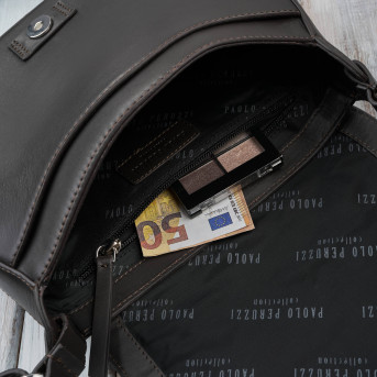 Torebka damska skórzana listonoszka ze skóry licowej modna brązowa Paolo Peruzzi KV-06-BR