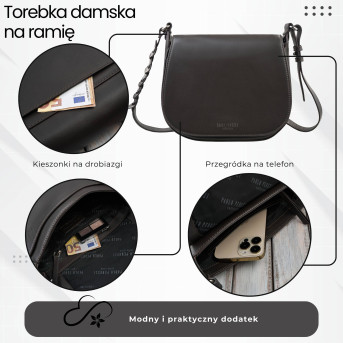 Torebka damska skórzana listonoszka ze skóry licowej modna brązowa Paolo Peruzzi KV-06-BR