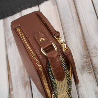 Torebka damska skórzana listonoszka na ramię modna brązowa Paolo Peruzzi KV-03-BR