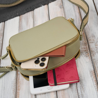 Torebka damska skórzana listonoszka na ramię modna zielona Paolo Peruzzi KV-03-GR