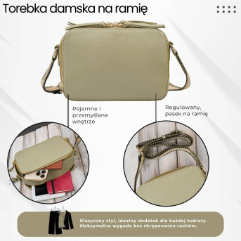 Torebka damska skórzana listonoszka na ramię modna zielona Paolo Peruzzi KV-03-GR