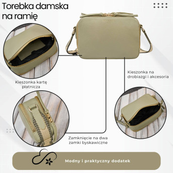 Torebka damska skórzana listonoszka na ramię modna zielona Paolo Peruzzi KV-03-GR