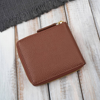 Portfel damski skórzany brązowy mały RFID Paolo Peruzzi KV-04-BR – poziomy, zapinany na zamek