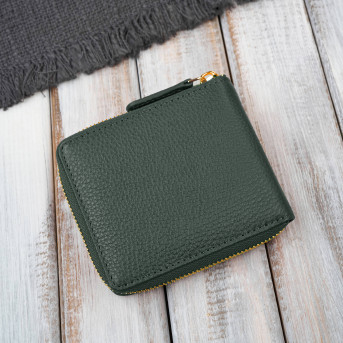 Portfel damski skórzany ciemnozielony mały RFID Paolo Peruzzi KV-04-DGR – poziomy, zapinany na zamek