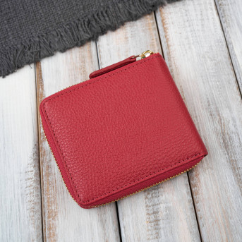 Portfel damski skórzany czerwony mały RFID Paolo Peruzzi KV-04-RD – poziomy, zapinany na zamek