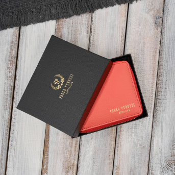 Portfel damski skórzany pomarańczowy mały RFID Paolo Peruzzi KV-04-OR – poziomy, zapinany na zamek