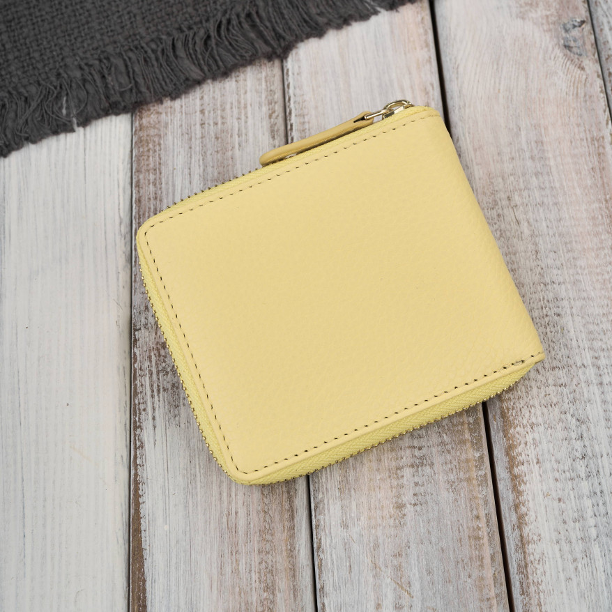 Portfel damski skórzany żółty mały RFID Paolo Peruzzi KV-04-YL – poziomy, zapinany na zamek