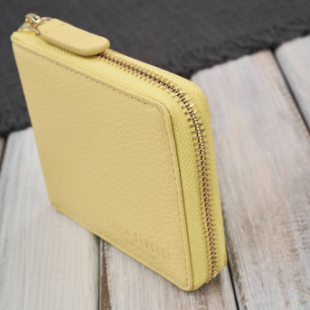 Portfel damski skórzany żółty mały RFID Paolo Peruzzi KV-04-YL – poziomy, zapinany na zamek