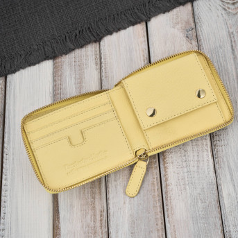 Portfel damski skórzany żółty mały RFID Paolo Peruzzi KV-04-YL – poziomy, zapinany na zamek