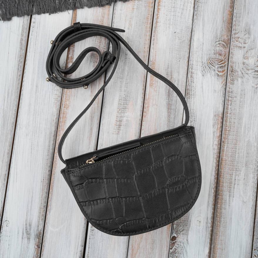 Torebka damska skórzana mała kompaktowa kopertówka czarna Paolo Peruzzi KV-01-BL