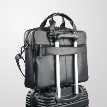 Torba męska na ramię do ręki skórzana na laptopa dokumenty A4 czarna pojemna SL-08-BL