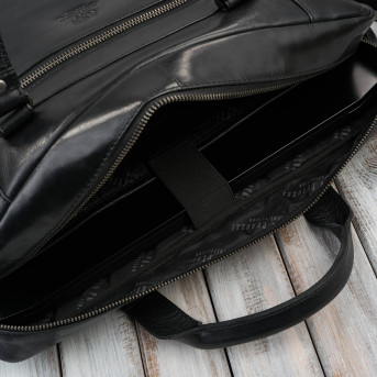 Torba męska na ramię do ręki skórzana na laptopa dokumenty A4 czarna pojemna SL-08-BL