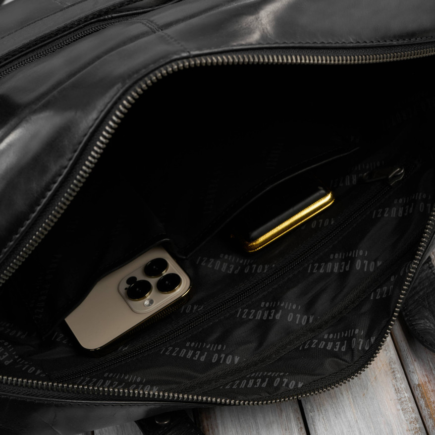 Torba męska na ramię do ręki skórzana na laptopa dokumenty A4 czarna pojemna SL-08-BL